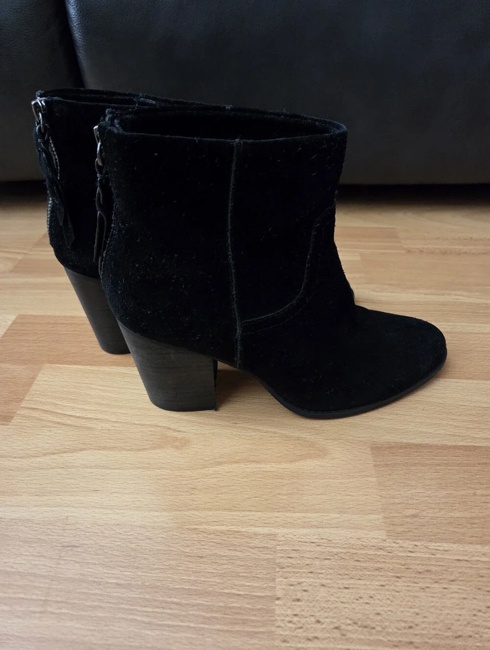Splendid Black Suede Ankle Boots Fall Contemporary Winter Western Boho Size 7.5